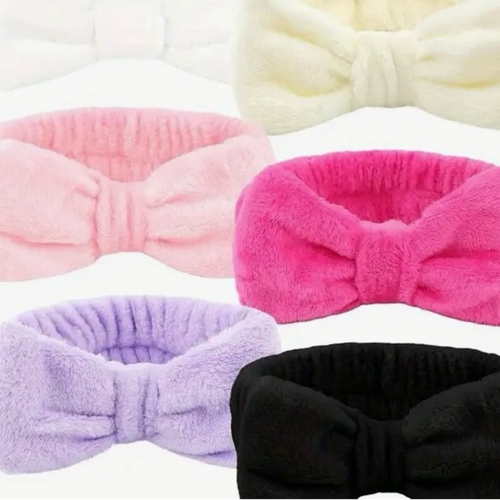 Plush Bow Headband for face washing in color of your choice